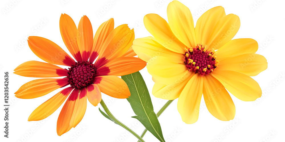Fototapeta premium Set of yellow marigold flowers head isolated on white background PNG.AI GENERATED