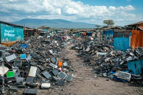 Wallpaper Mural Electronic waste polluting the environment in a landfill site Torontodigital.ca