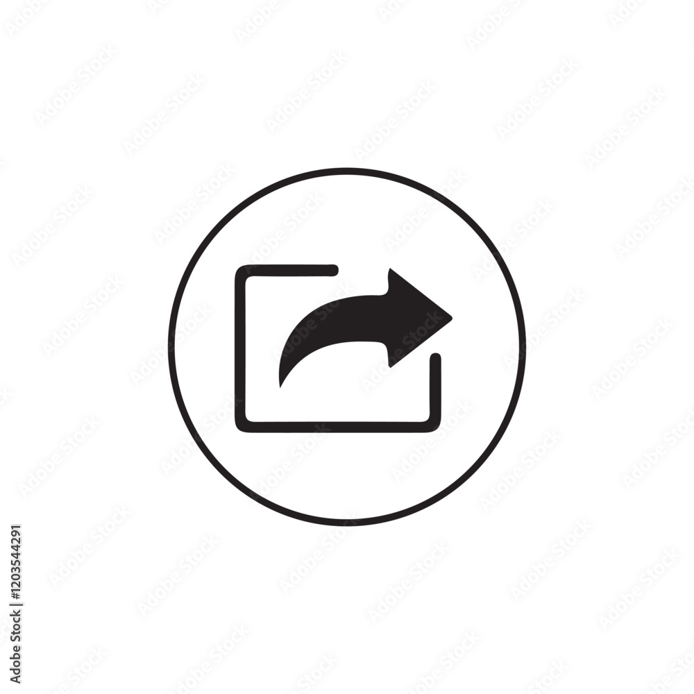 Share icon vector. Share button arrow icon. Send symbol. Right arrow vector illustration. Share arrow sign. Simple black share arrow icon isolated on white background Share icon vector. Share button arrow icon. Send symbol. Right arrow vector illustration. Share arrow sign. Simple black share arrow icon isolated on white background