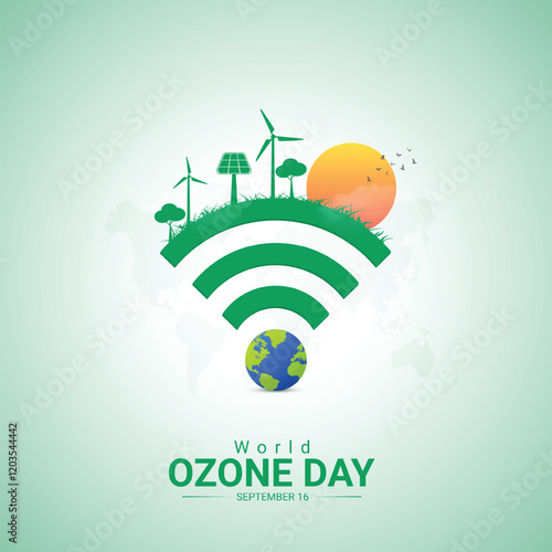 World Ozone Day creative ads design. protection and map vector isolated on Template for background.