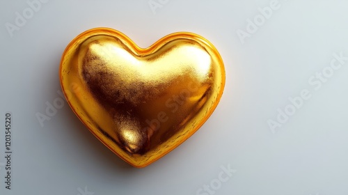 Simple, clean white background with one elegant golden heart in the center  photo