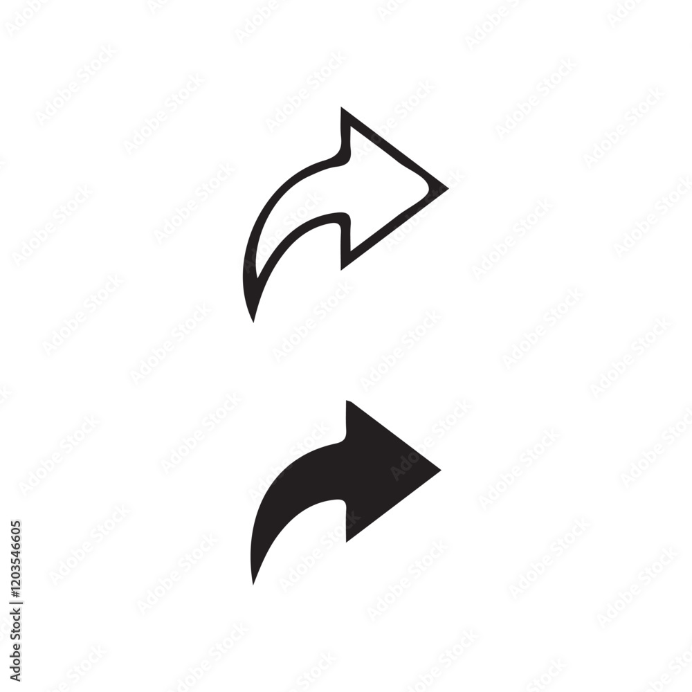 Share icon vector. Share button arrow icon. Send symbol. Right arrow vector illustration. Share arrow sign. Simple black share arrow icon isolated on white background Share icon vector. Share button arrow icon. Send symbol. Right arrow vector illustration. Share arrow sign. Simple black share arrow icon isolated on white background
