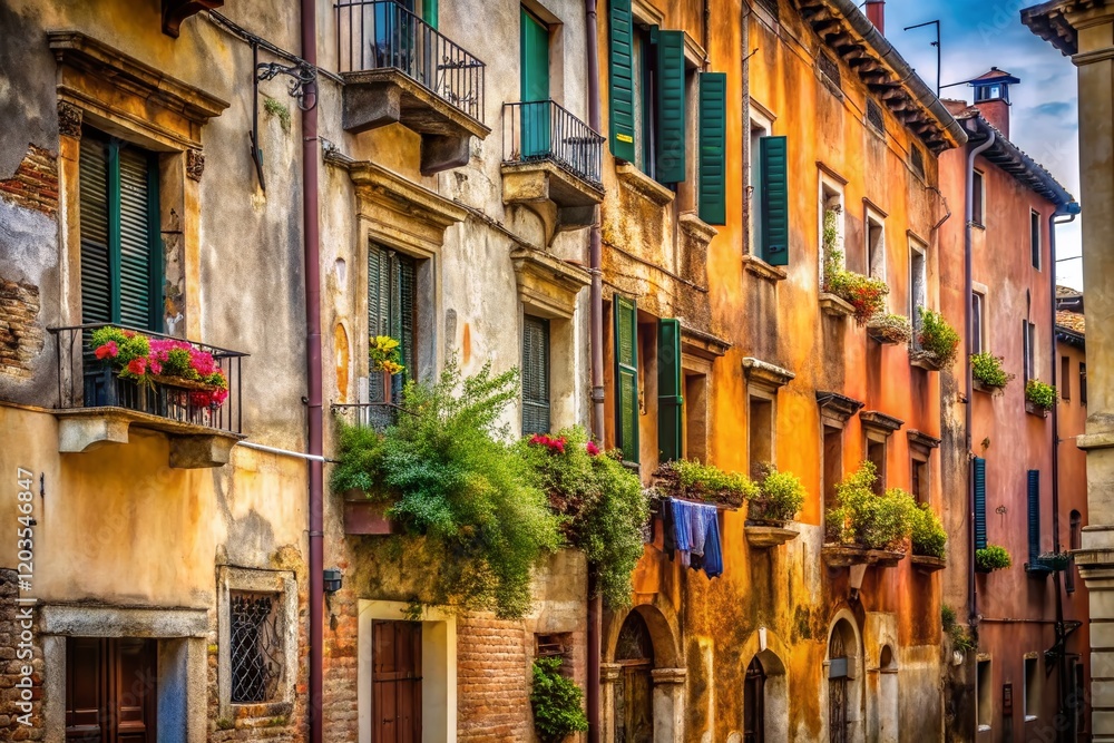 Fototapeta premium Ancient Padua Street Facades, Italy: Historic Architecture and Charming Old Town