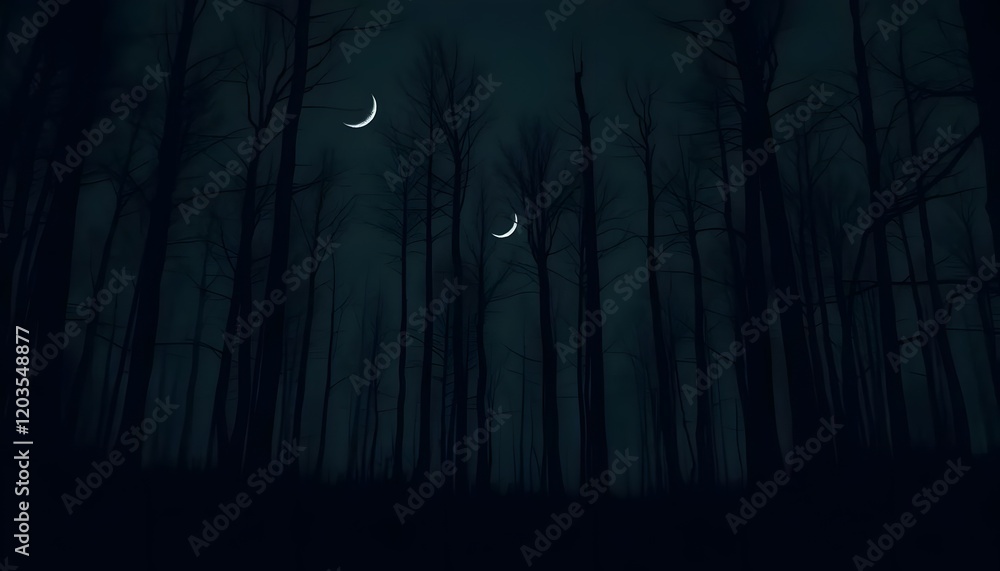 Enigmatic Night Forest: Two Moons in the Dark Woods Enigmatic Night Forest: Two Moons in the Dark Woods