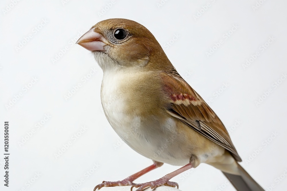 A small brown bird on a white background. A small brown bird on a white background.