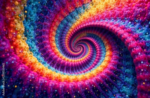 Psychedelic spirals of multi-colored shades, color mixing, clear images of textures photo