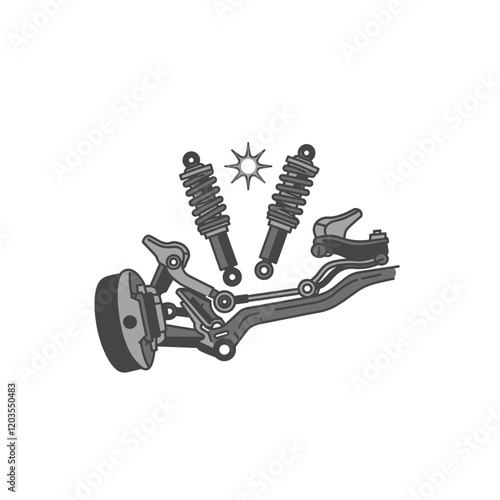 Car Suspension System: Detailed diagram showcasing the intricate components of a car suspension system including shocks, springs, and suspension arms.