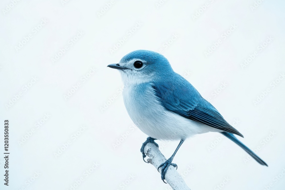 A small blue bird perches on a branch. A small blue bird perches on a branch.