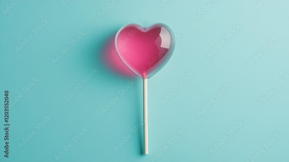 Heart shaped lollipop on blue background Heart shaped lollipop on blue background