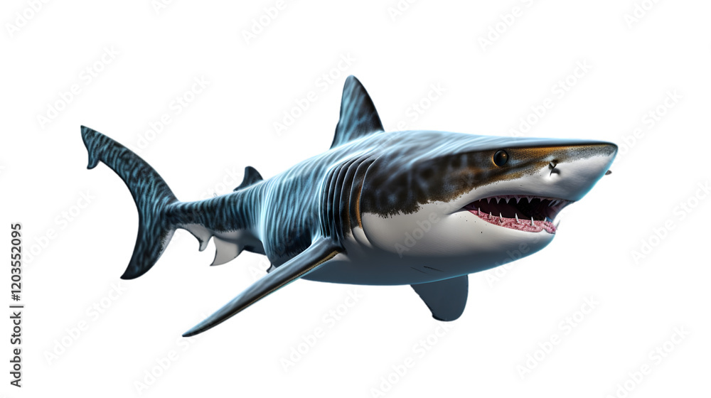 Fototapeta premium Realistic Great White Shark Illustration Isolated on White Background