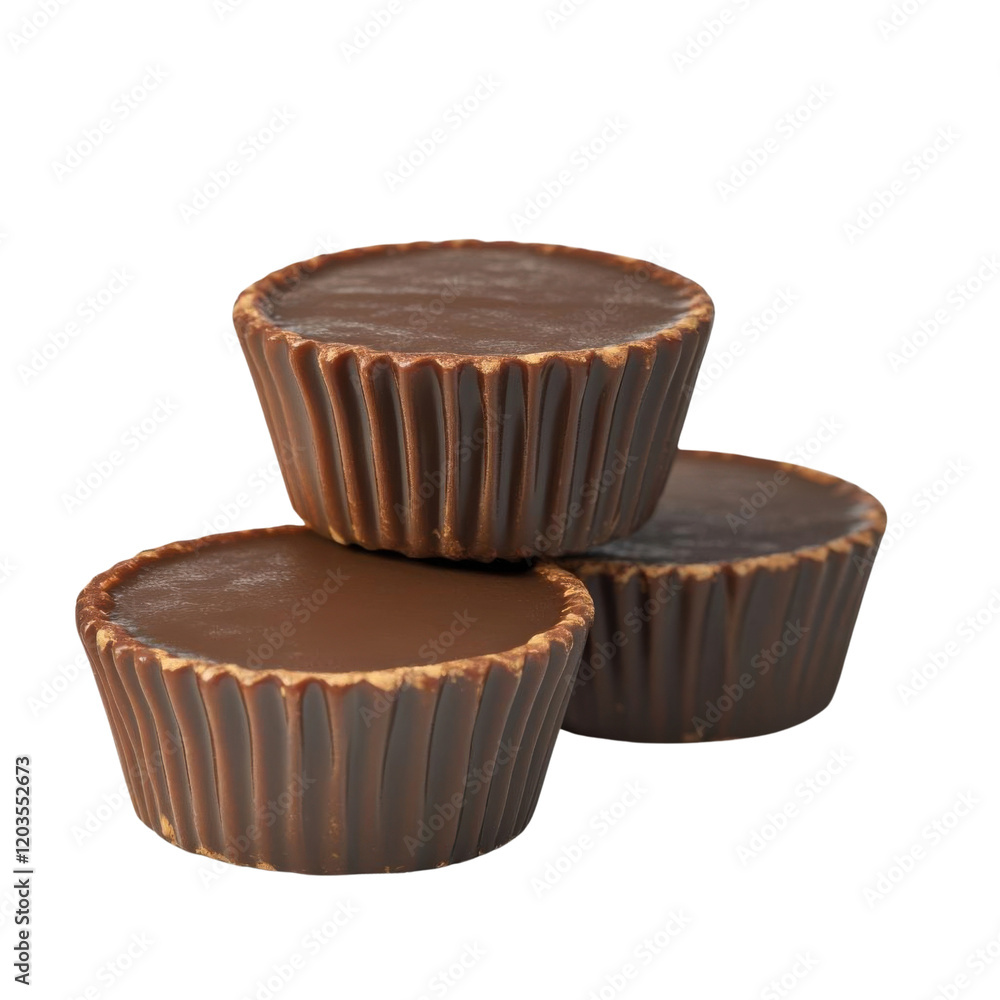 Delicious chocolate cups stacked neatly. Delicious chocolate cups stacked neatly.