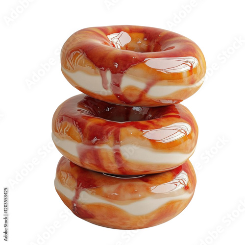 Delicious glazed donuts stacked high. photo