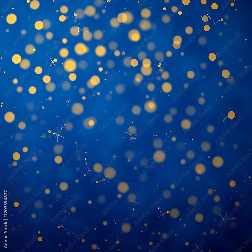 Abstract blue background with golden bokeh lights and sparkles. Abstract blue background with golden bokeh lights and sparkles.