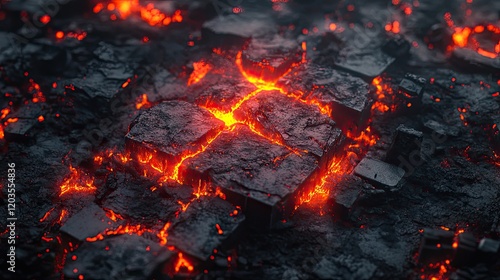 volcanic lava up city ruins 
