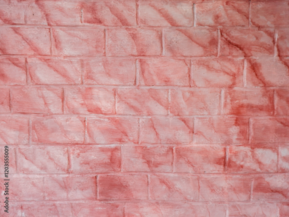 Fototapeta premium brick wall with texture of pink and orange paint scratches