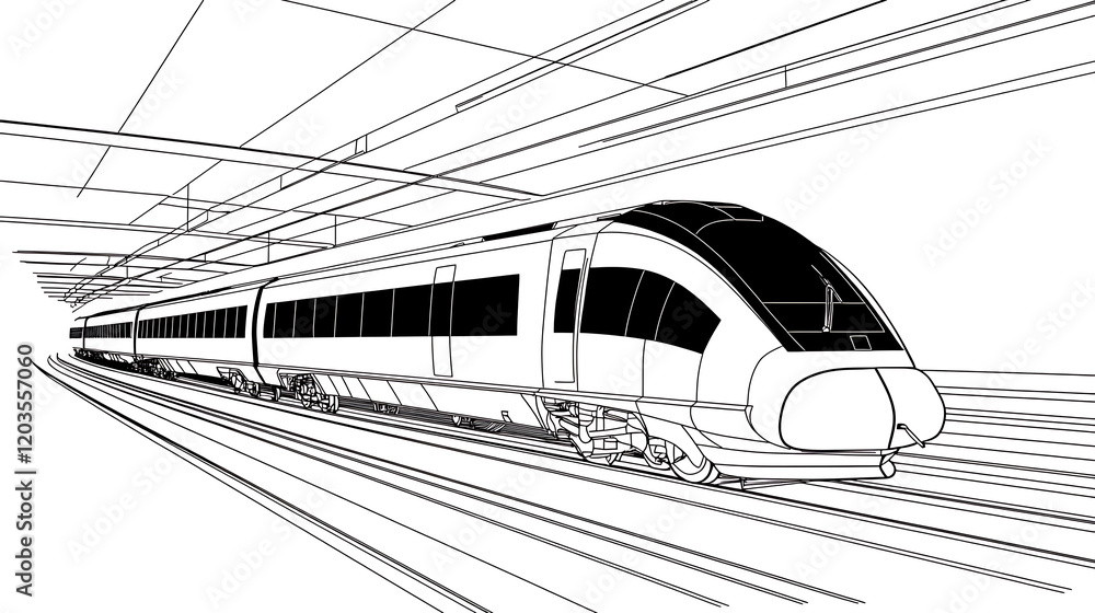 Fototapeta premium A train is traveling down the tracks. generated using AI