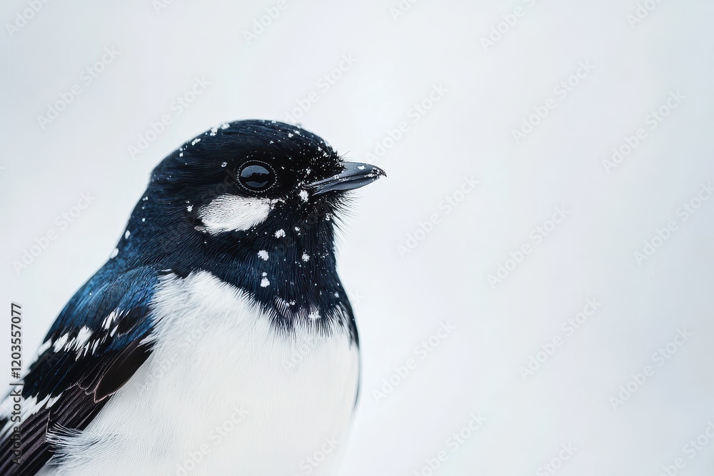 Obraz premium Snowy day for a dapper bird.