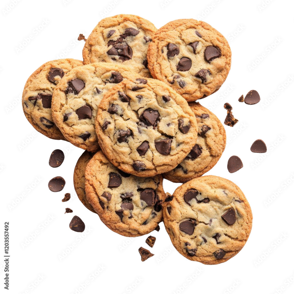 Delicious chocolate chip cookies stack. Delicious chocolate chip cookies stack.