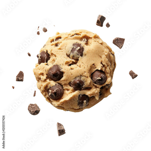 Delicious chocolate chip cookie dough scoop.