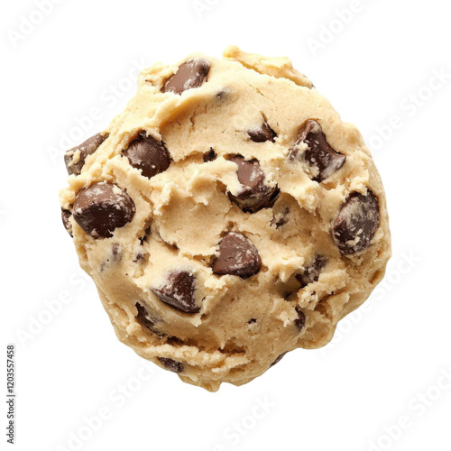 Delicious chocolate chip cookie dough scoop.