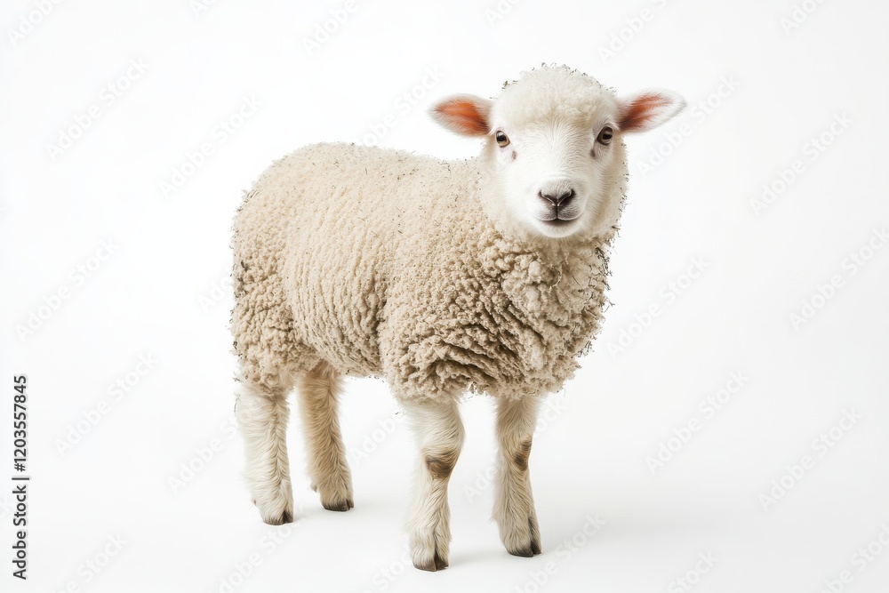 Adorable young lamb against white background. Adorable young lamb against white background.