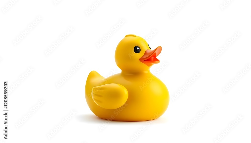 Fototapeta premium A Classic Yellow Rubber Ducky Toy on a White Background