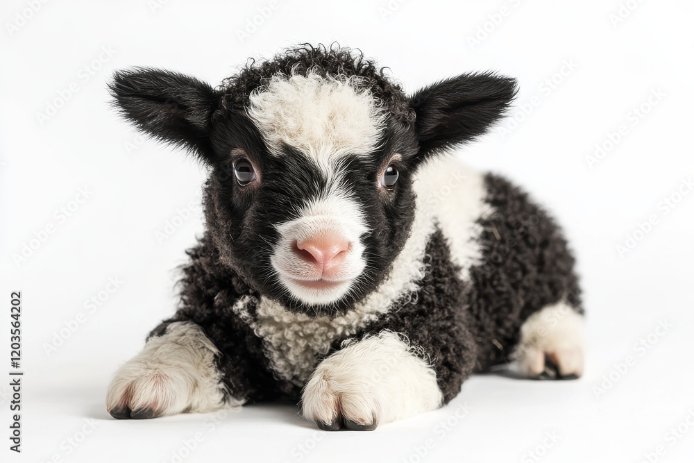 Fototapeta premium Adorable black and white lamb.