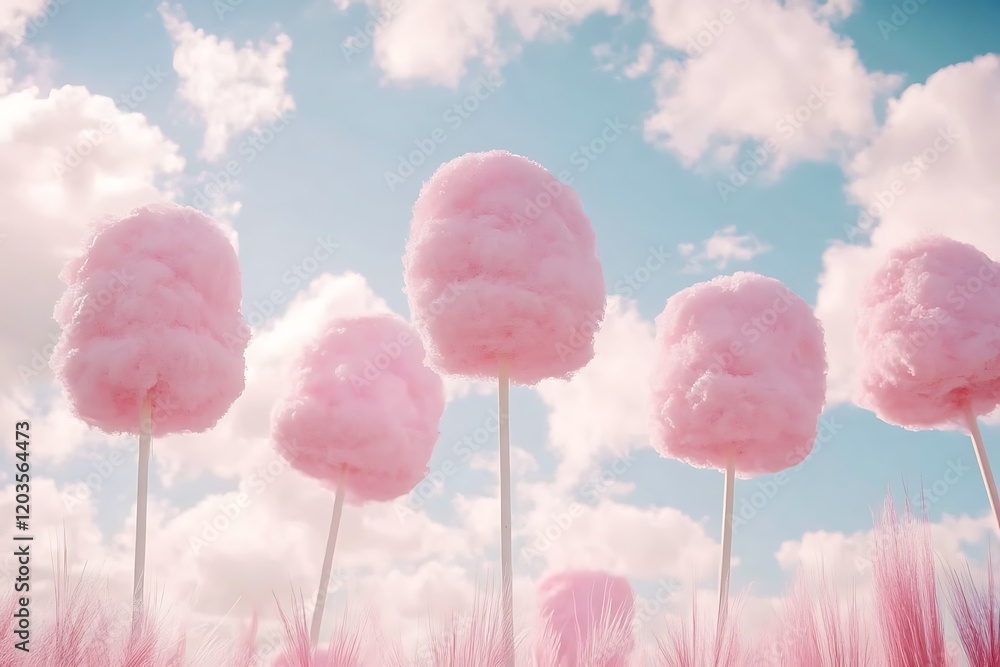 Fototapeta premium Pink Cotton Candy Clouds in a Summer Sky