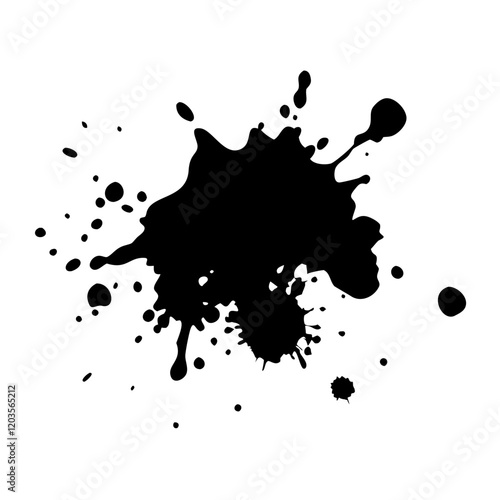 Black Ink Splatter Icon, Abstract Design Element for Creativity
