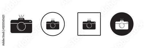 camera icon set. camera photo icon symbol, snapshot sign . line outline icons, flat style