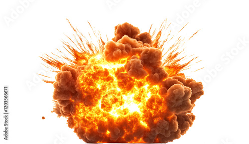 fire explotion isolated on white background PNG.AI GENERATED photo