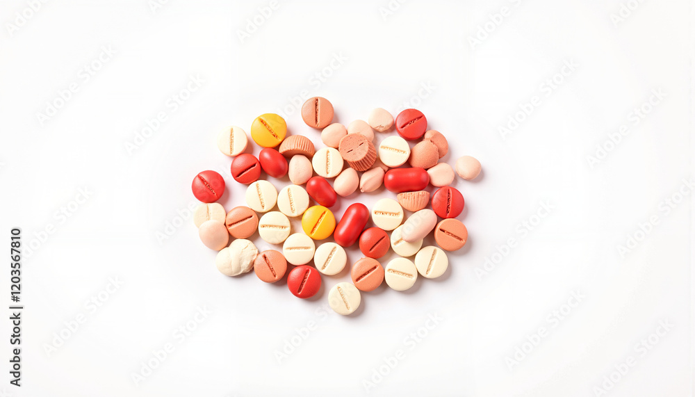 Diverse anti-allergy pills on white background, simplicity in design Diverse anti-allergy pills on white background, simplicity in design