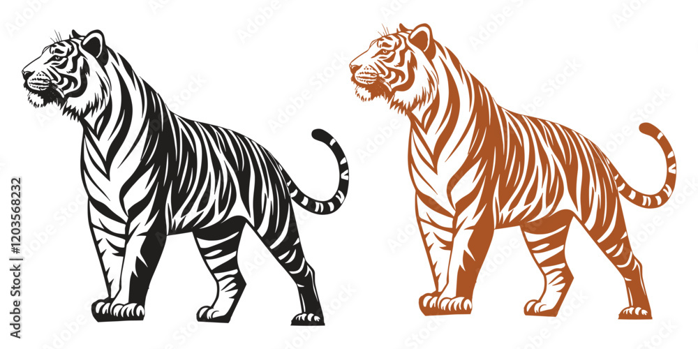 Obraz premium Tiger vector silhouette isolated design.