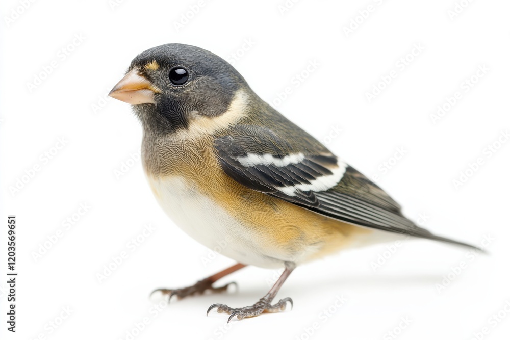 Fototapeta premium Small bird with gray, white, and yellow feathers