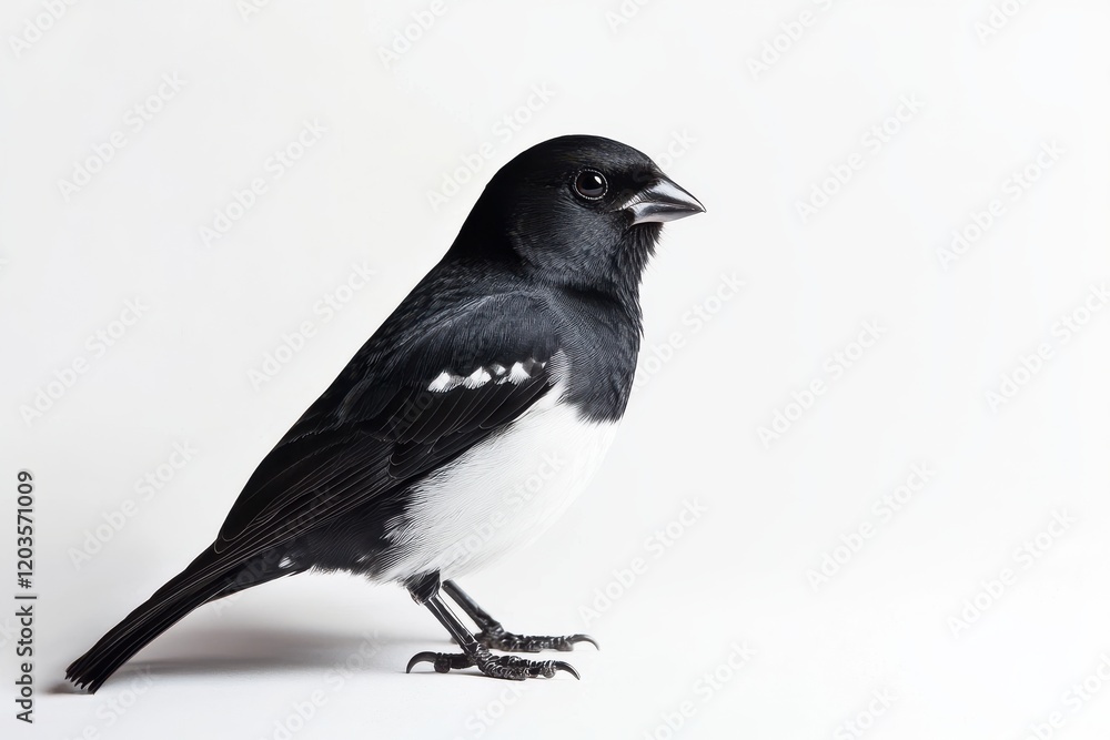 Obraz premium Black-and-white bird on white background