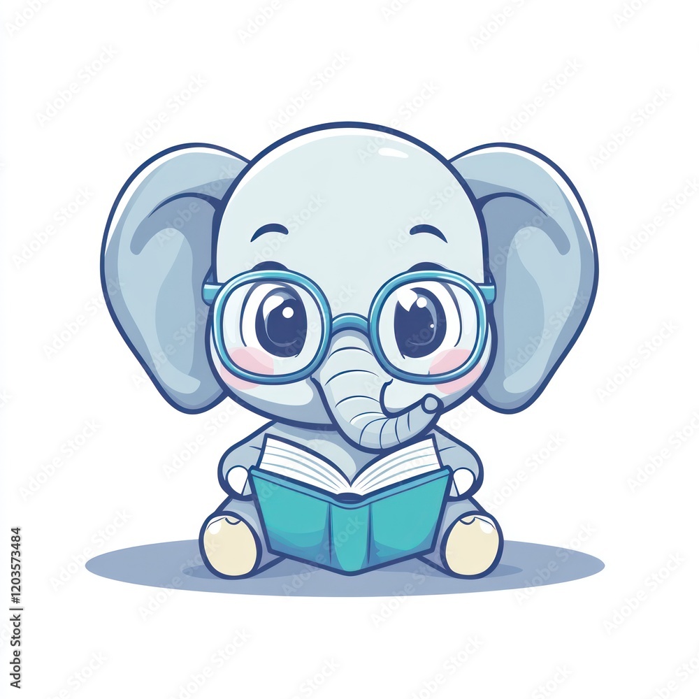 Cute elephant reading a book Cute elephant reading a book