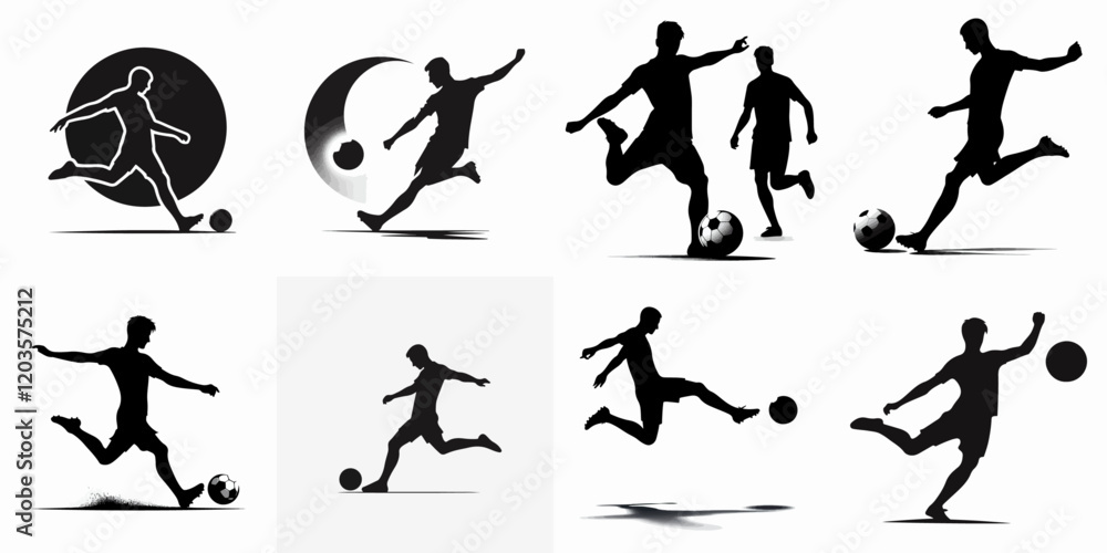 silhouette of person kicking a ball silhouette of person kicking a ball