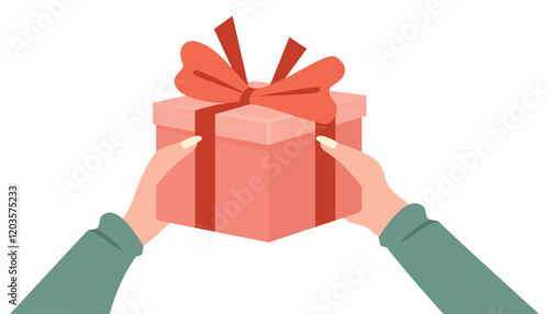 Giftbox. Receiving gift. Reward. Parcel. Package. Valentine gift. Birthday present. Surprise.