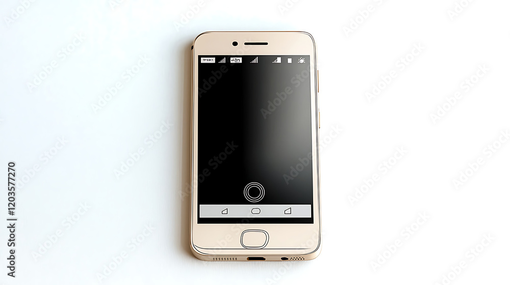 A phone with a black screen sits on a white background. generated using AI A phone with a black screen sits on a white background. generated using AI