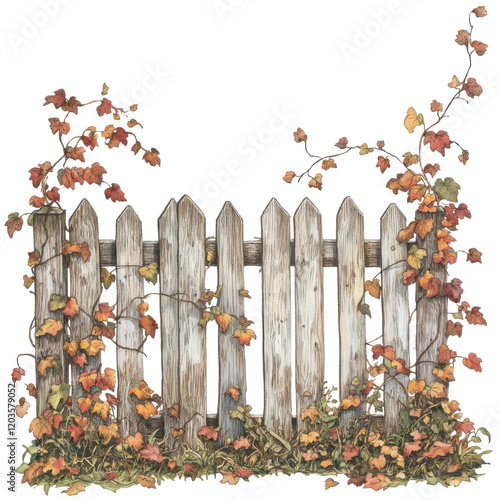 Autumn Fence Clipart Vector Illustration