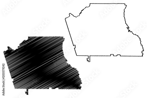 Coweta County, Georgia (U.S. county, United States of America,USA, U.S., US) map vector illustration, scribble sketch Coweta map photo