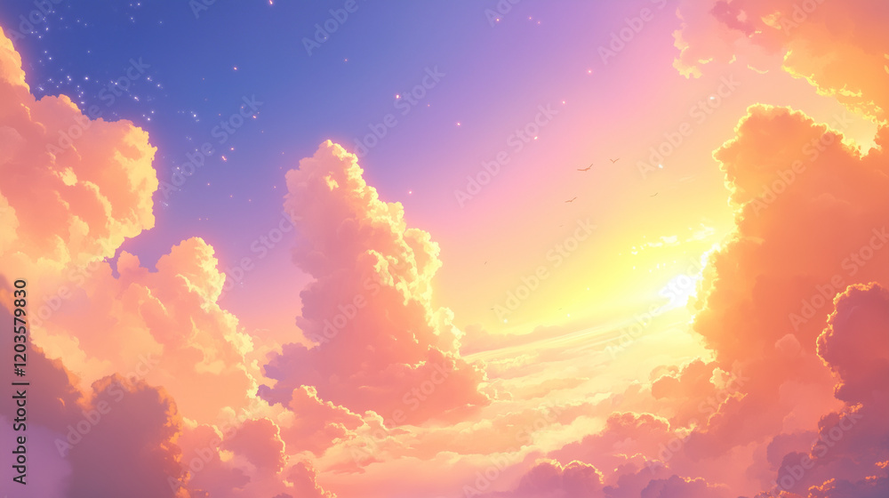 Clouds and Sunset Sky Over Horizon Clouds and Sunset Sky Over Horizon