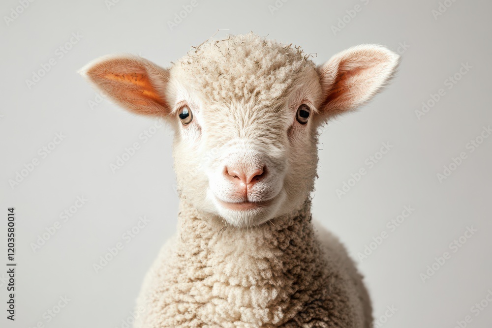 Fototapeta premium Adorable lamb stares directly at the camera.