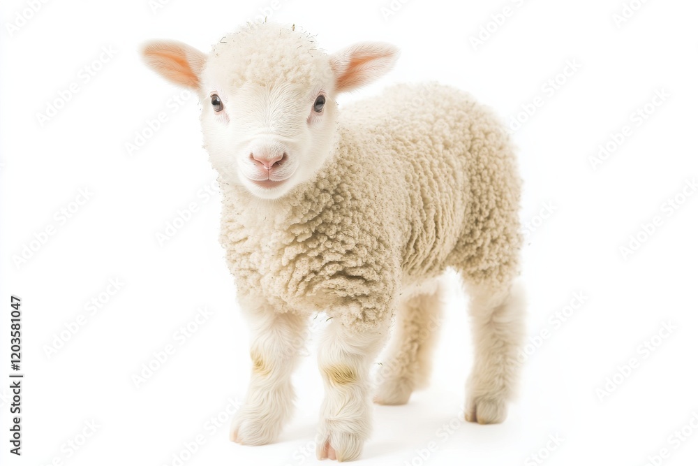 Adorable fluffy lamb on white background Adorable fluffy lamb on white background