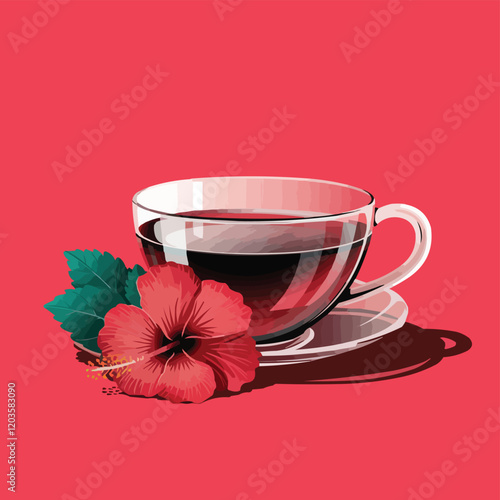 Hibiscus Ruby in Coral Glass