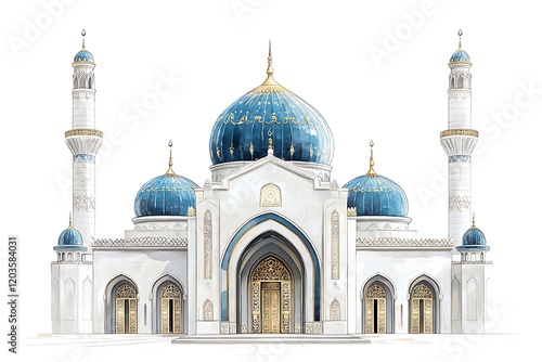 Wallpaper Mural Watercolor Illustration of a Majestic Mosque with Turquoise Domes Torontodigital.ca