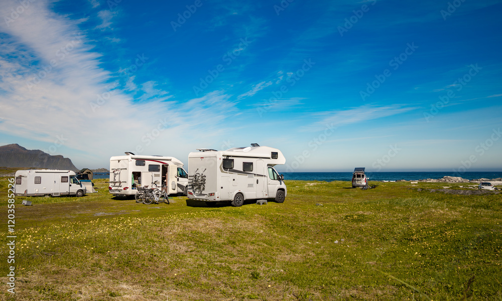Family vacation travel RV, holiday trip in motorhome, Caravan car Vacation. Family vacation travel RV, holiday trip in motorhome, Caravan car Vacation.