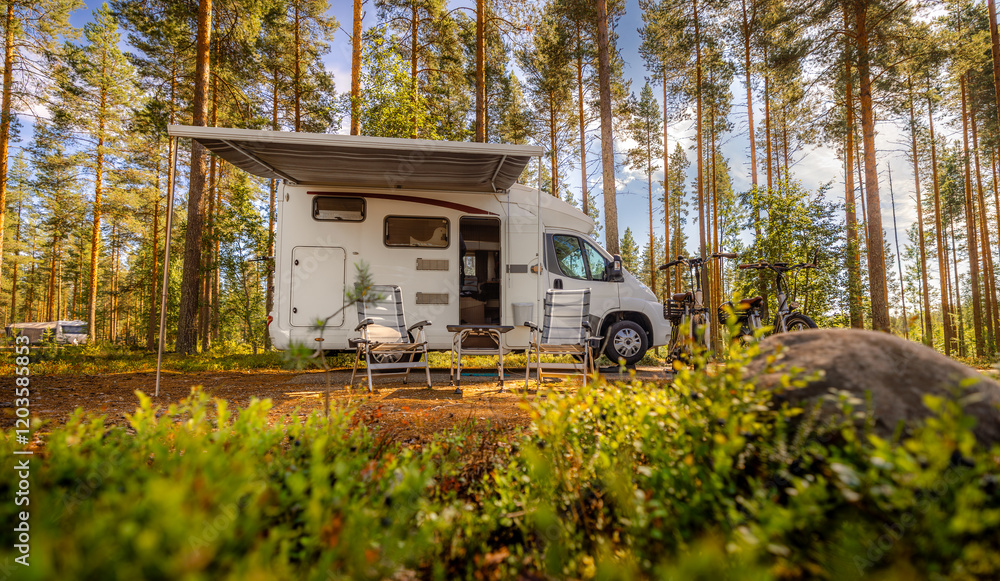 Φωτογραφία Family vacation travel RV, holiday trip in motorhome, Caravan car Vacation