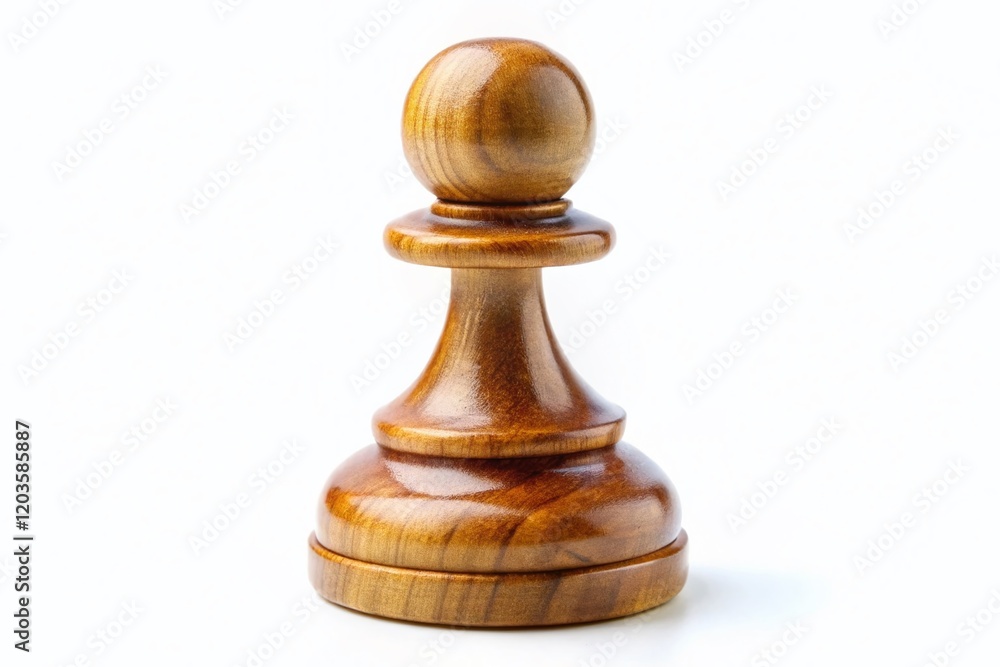 Close-up Portrait of a Wooden Chess Pawn, Isolated on White Background Close-up Portrait of a Wooden Chess Pawn, Isolated on White Background