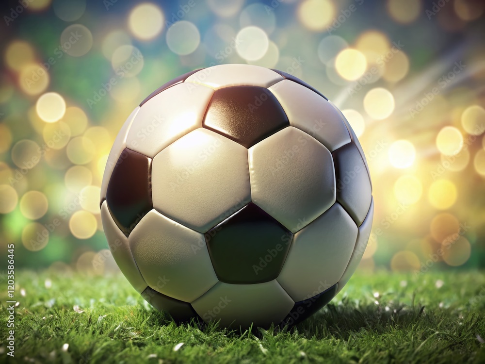 Fototapeta premium Close-Up Soccer Ball Texture: Detailed Photorealistic Image on White Background